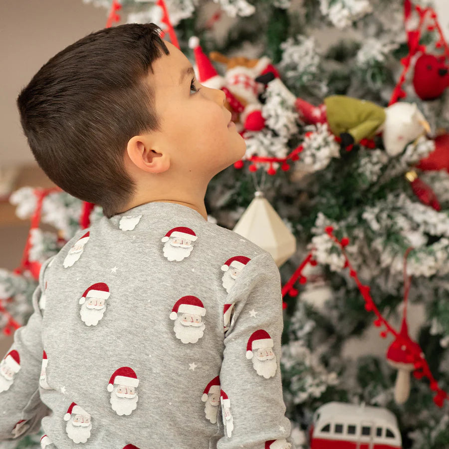 Petit lem - Ensemble pyjama gris chiné à imprimé «Père Noël»