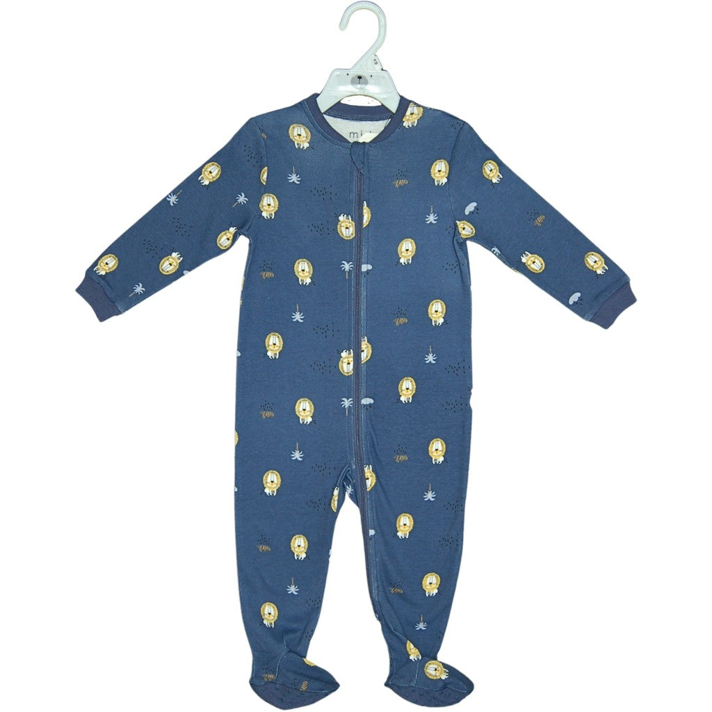 MID - Pyjama double zip lions bleu marin, 3 et 9 mois