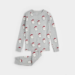 Petit lem - Ensemble pyjama gris chiné à imprimé «Père Noël»