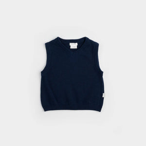 Petit lem - Chandail sans manche en tricot bleu marin