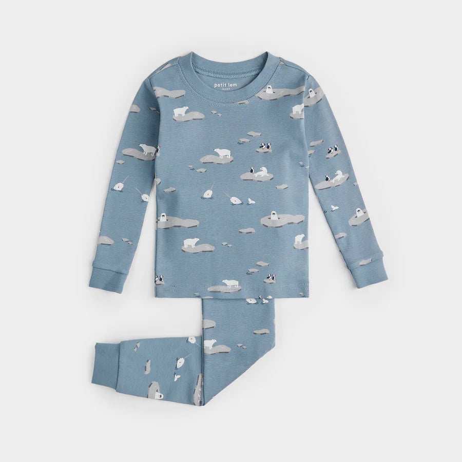 Petit lem - Ensemble pyjama bleu clair à imprimés d'Iceberg, 6 et 7 ans