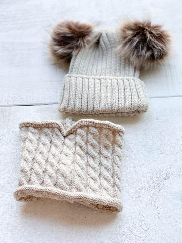 Mini-Bretzel - Ensemble tuque et cache cou en laine 6-24 mois