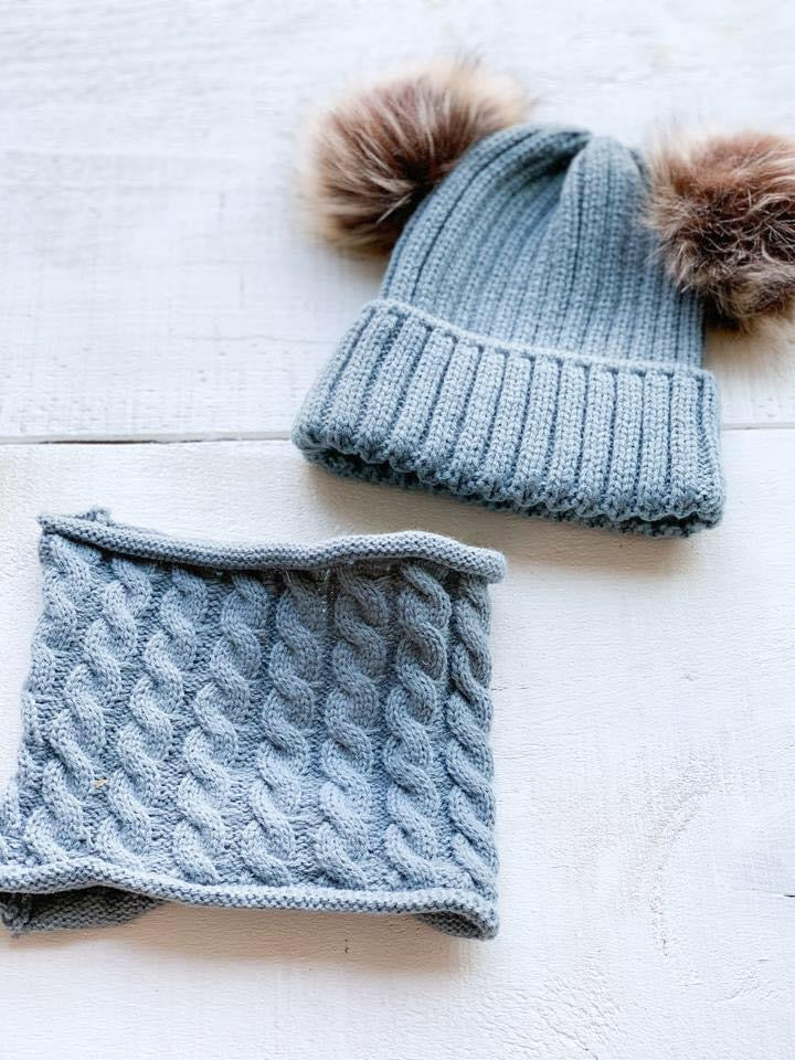 Mini-Bretzel - Ensemble tuque et cache cou en laine 6-24 mois