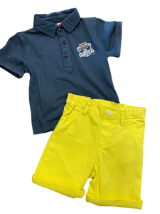 Boboli Billybandit - Polo marine et short jaune, 12 mois