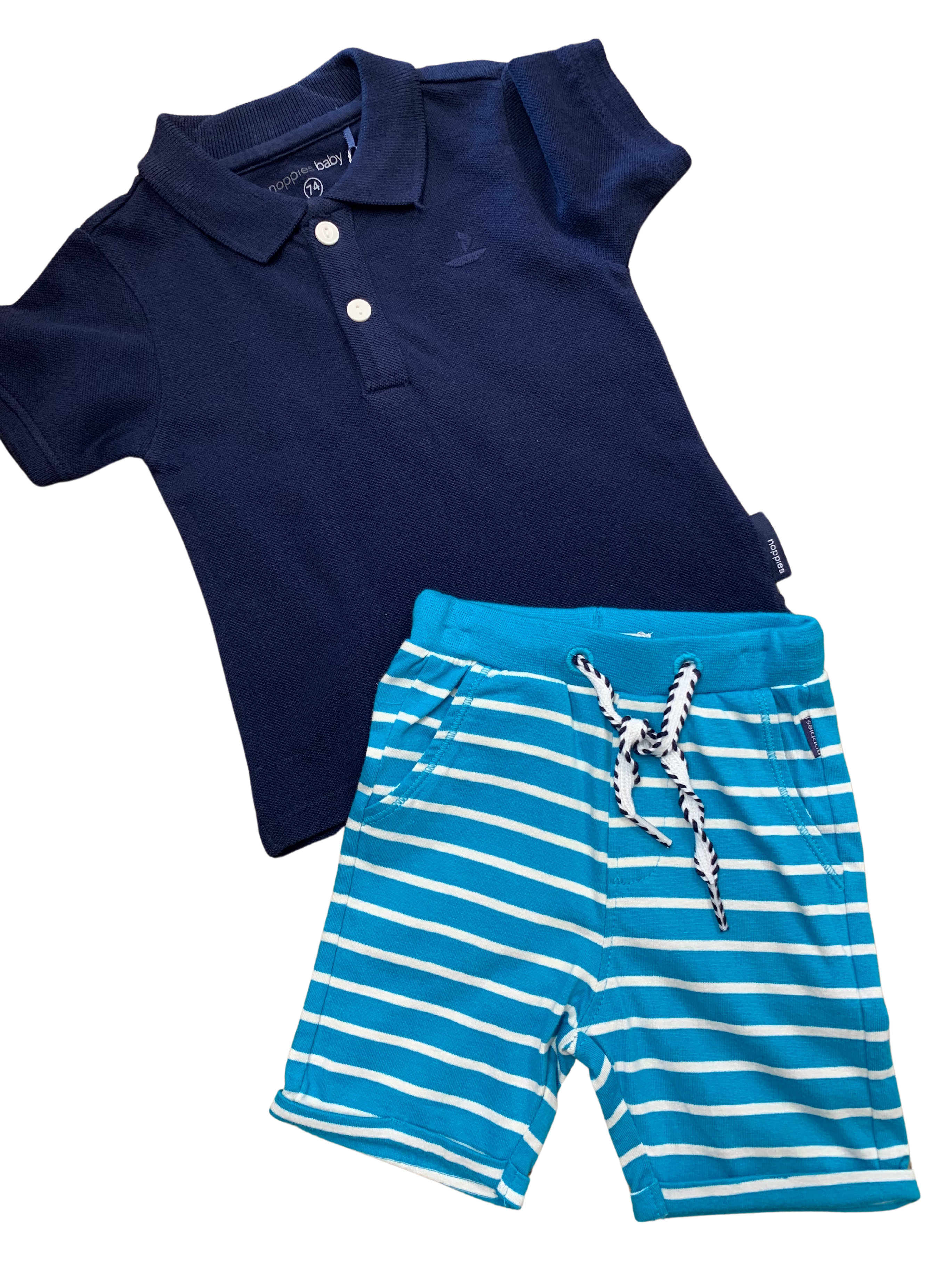 Noppies - Ensemble polo marine avec short, 6-9 mois