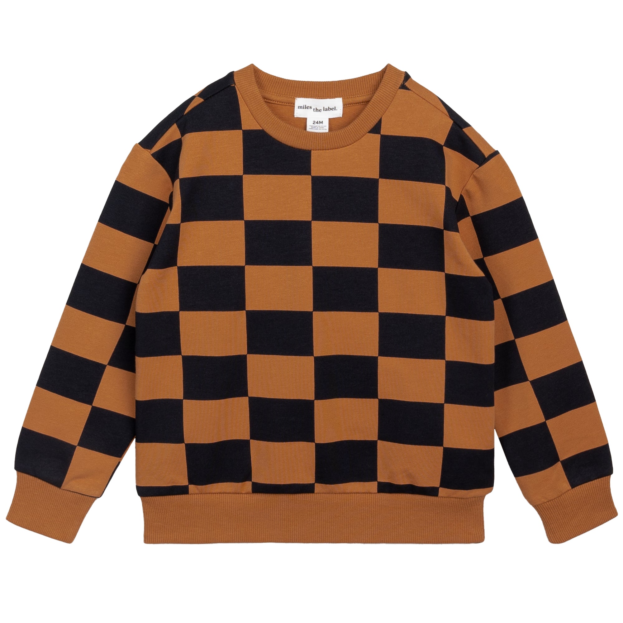 Miles the label - Chandail manches longues carreaux caramel