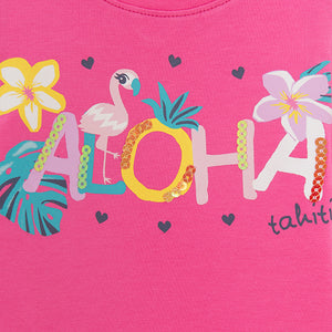 Tuc tuc- Chandail à manche longue - Flamant rose Aloha
