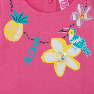Tuc tuc- Robe Aloha - rose avec ananas, 2 et 8 ans