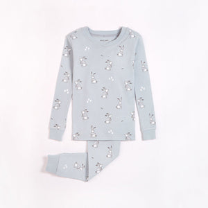 Petit lem - Ensemble pyjama bleu pâle à imprimé petits lapins, 7 ans