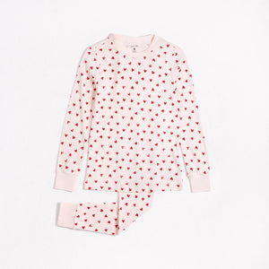 Petit lem - Ensemble pyjama pivoine à imprimé de coeurs pour femme, large et xxlarge