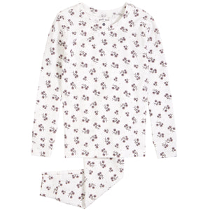 Petit lem - Pyjama 2 pièces, blanc fleur mauve, 6x ans