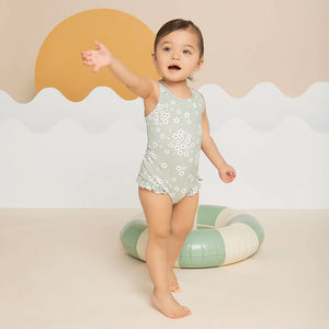 Petit lem - Maillot de bain sauge à imprimé floral, 2 ans