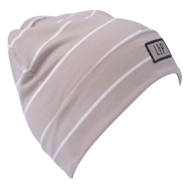 L&P Apparel - Tuque boston en coton, gris sable et crème