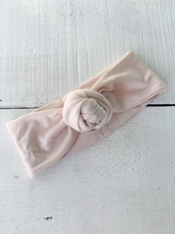 Mini bretzel- bandeau fleur rose bébé
