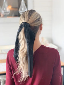 Mini bretzel - Ruban à cheveux en soie - Noir