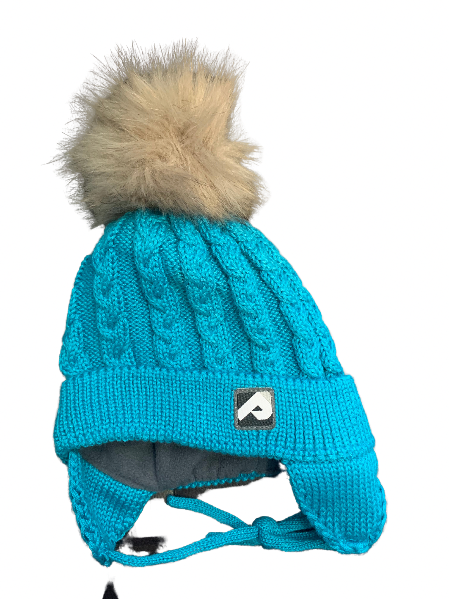 Perlimpinpin - Tuque en tricot hiver avec attache, turquoise 18-3 ans