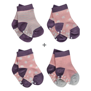 Perlimpinpin - Chaussettes pour bébé - prune (paquet de 4 paires)