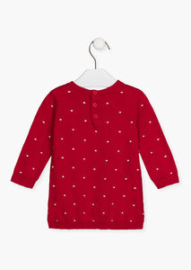 Losan - Robe en tricot rouge avec collant crème 9-12 mois