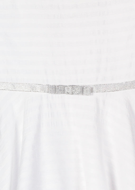Losan - Robe blanche avec ruban argenté