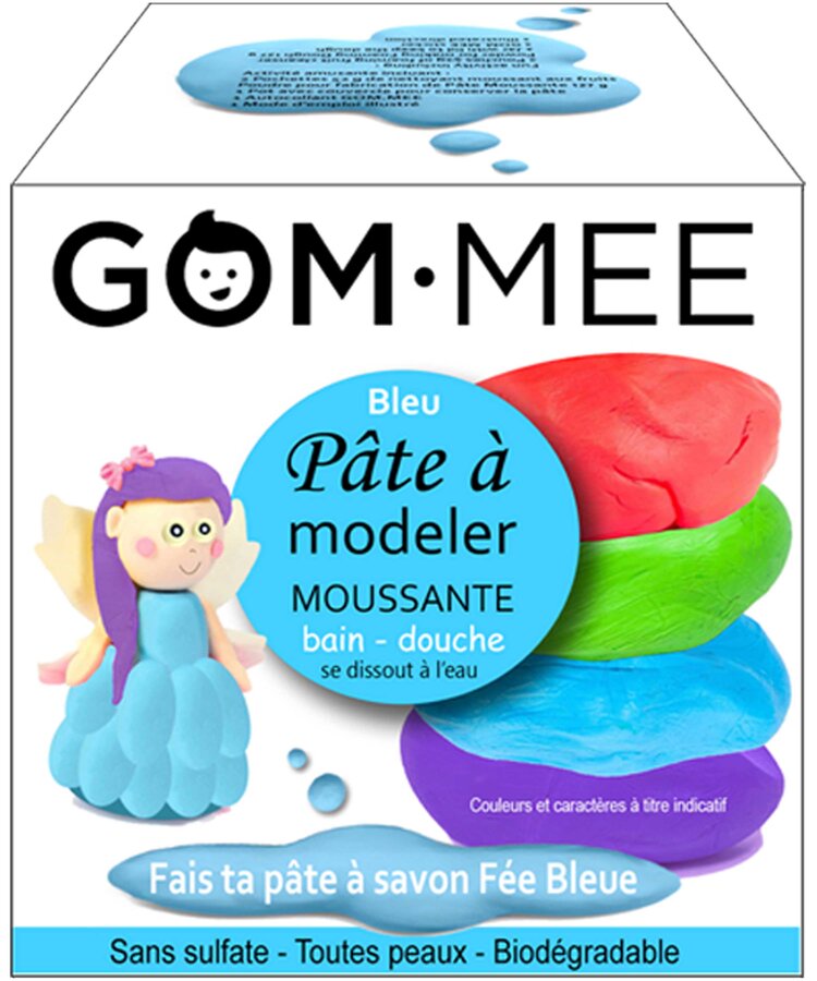 Gom-mee - BOITE LA FABRIQUE, PÂTE À MODELER MOUSSANTE CORPS FÉE BLEUE