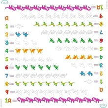 Bimoo- Nombres avec des dinosaures - Nappe tritilingue à colorier