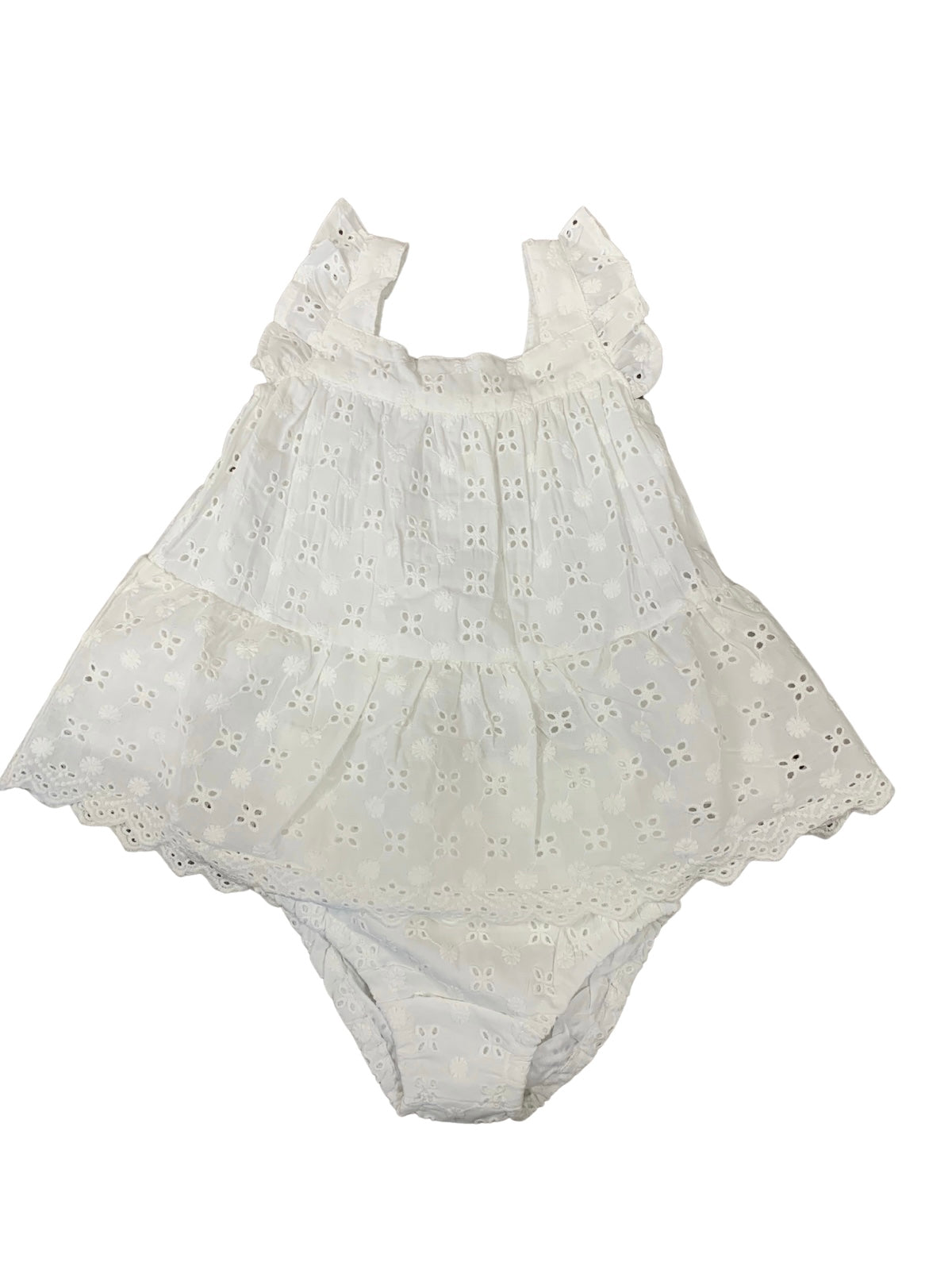 Losan - Robe en dentelle avec cache couche, blanche, 3 et 12 mois