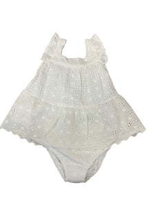 Losan - Robe en dentelle avec cache couche, blanche, 3 et 12 mois