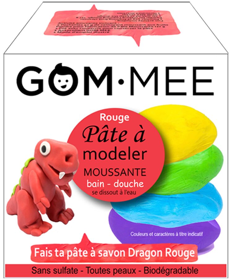 Gom-mee - BOITE LA FABRIQUE, PÂTE À MODELER MOUSSANTE CORPS DRAGON ROUGE