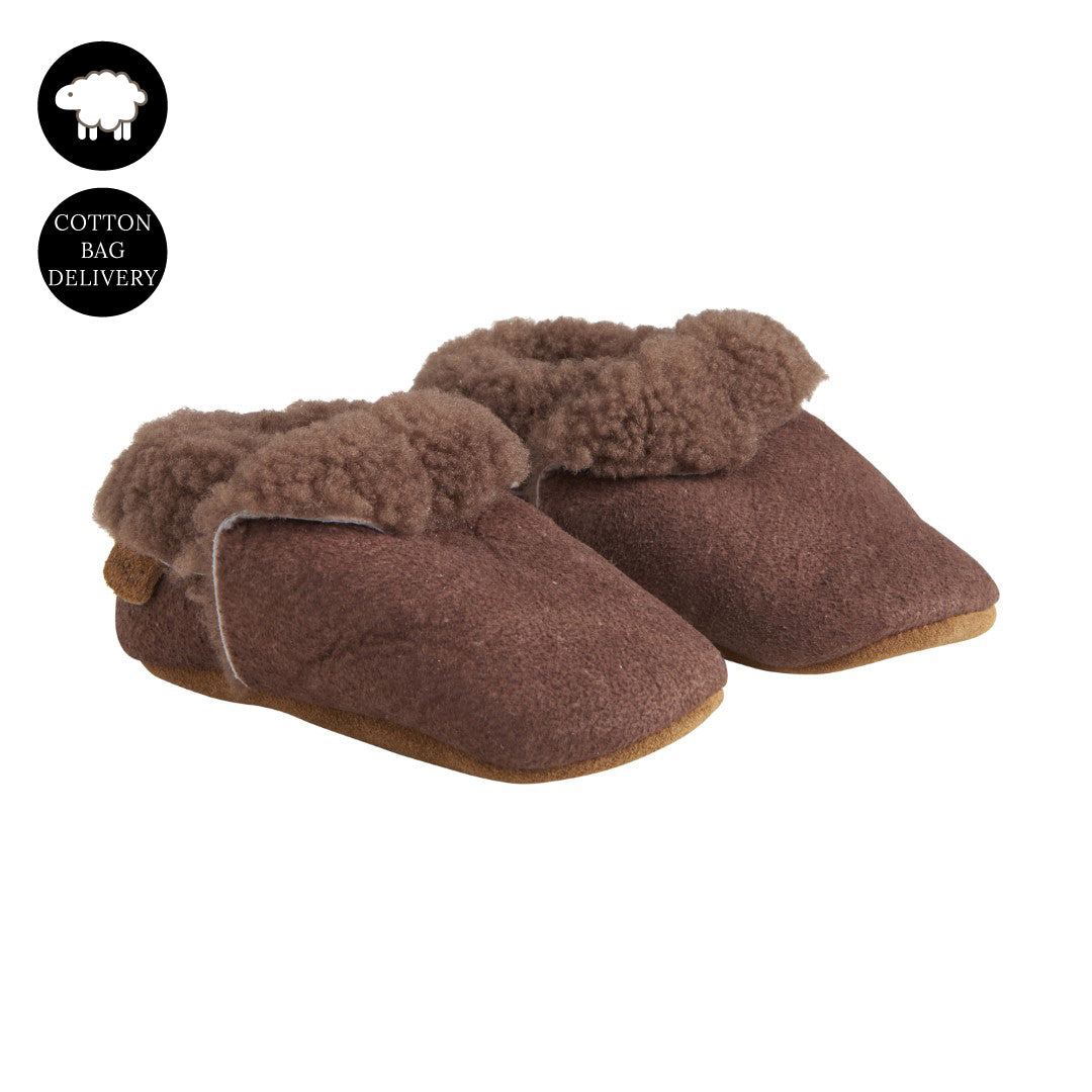 EN-FANT - Pantoufle en laine teddy, brun